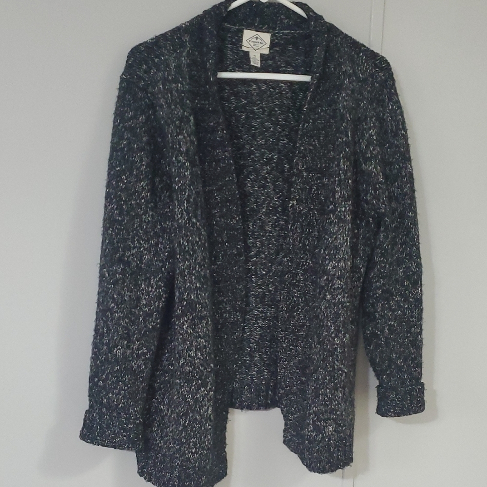 St. John's Bay Black and Gray Cardigan Sweater